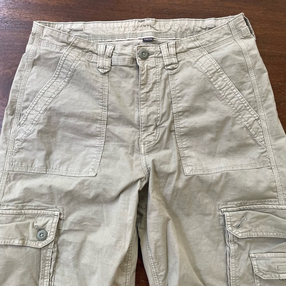 American Eagle Baggy Jogger Cargo Pants Women 12 Stretch Green Utility Wide Leg - Picture 3 of 13